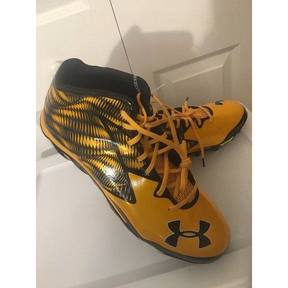 New Under Armour UA Nitro Mid D Mens Football Cleats Yellow‎ Sz 15 1270446-054 main image 5